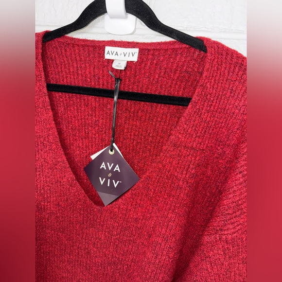 NWT AVA & VIV XXL 1X 2X 3X Women’s sweater V neck plus size XXL 2X 3X ✨ - Picture 3 of 12